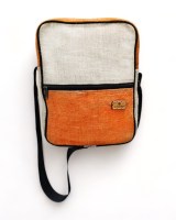 Sac Messager toile 100 pour cent chanvre Orange et Naturel - Le Canebier en Provence6